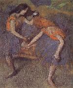 Edgar Degas Two dance wear yellow dress USA oil painting artist